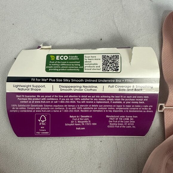 Fit For Me By Fruit Of The Loom Silky Smooth 360 Stretch Bra Rose 46DDD FT967 - Picture 4 of 9